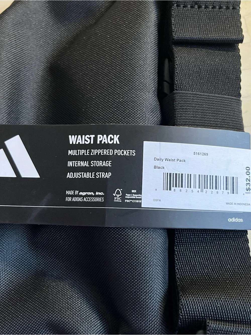 Adidas Black Waist Pack Belt Bag NWT